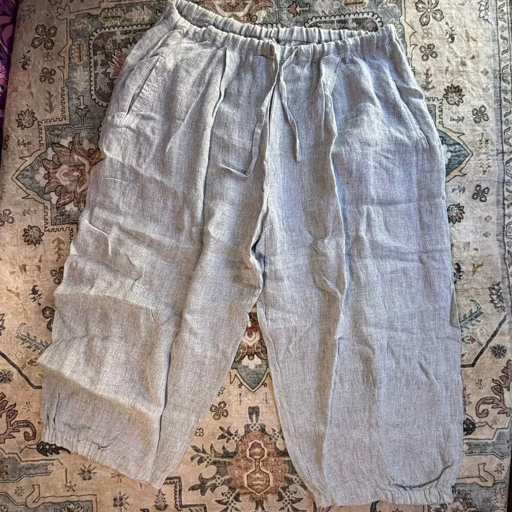 Ivan Grundahl Linen Barrel Leg Oversized Pants Artsy Comfy Loose fit Bottoms 38 - Picture 2 of 11